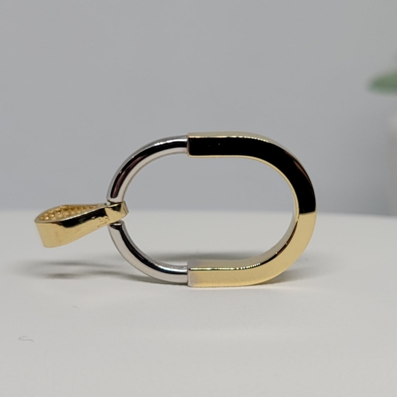 18K Two-Tone Japan Gold Oval Pendant - Picture 2 of 13